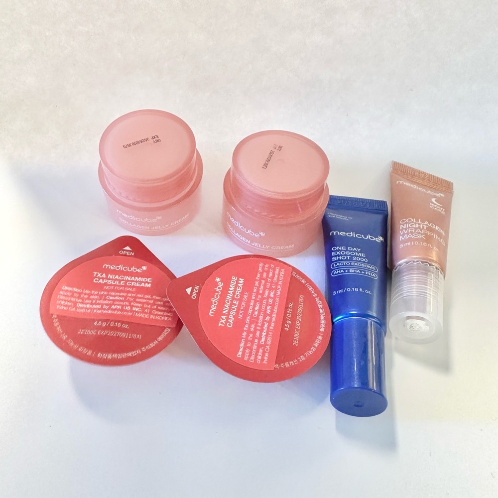 Medicube Sample Set of 6 (Collagen Cream, TXA Capsule, Exosome Shot, Night Mask)